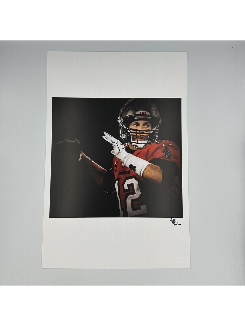 Tom Brady Buccaneers Limited Edition 12x18 Lithograph by Joshua Barton #/500
